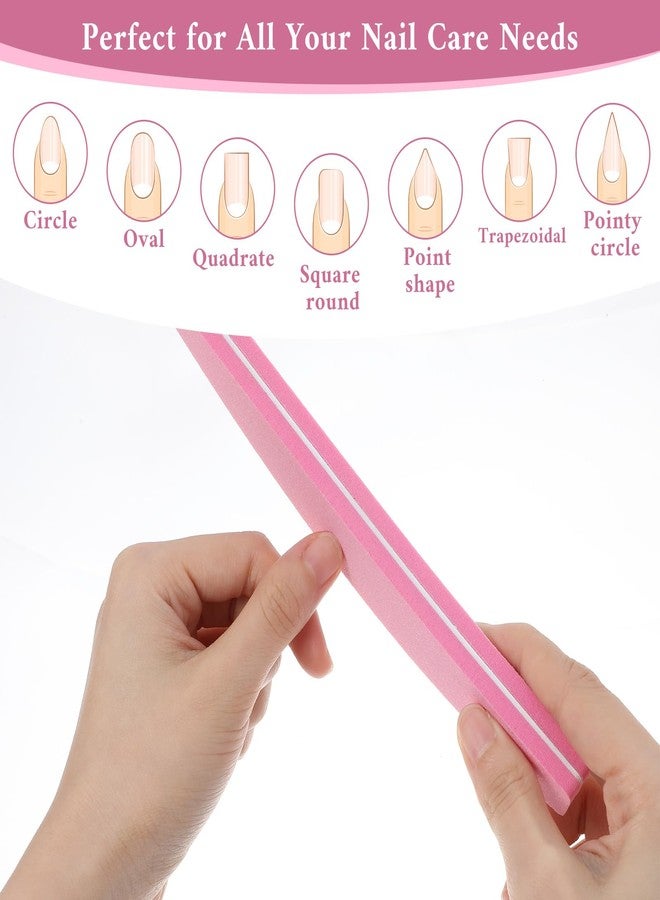 JOUTYFOR 100 Pack Nail Buffers 100/180 Grit Heavy Duty Nail Files for Women Washable Double Sided Nails Sanding Block File for Acrylic Natural Gel Nails, Pink - Image 4